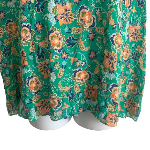 Rose + Olive Women's Blouse Plus 3X Floral Boho Tunic Short Sleeve 100% Rayon - Picture 7 of 9